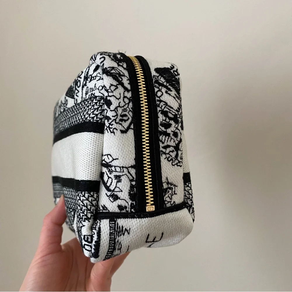 NWT Christian Dior Made in Italy Black White Plan de Paris Pouch Makeup Bag - Picture 5 of 16